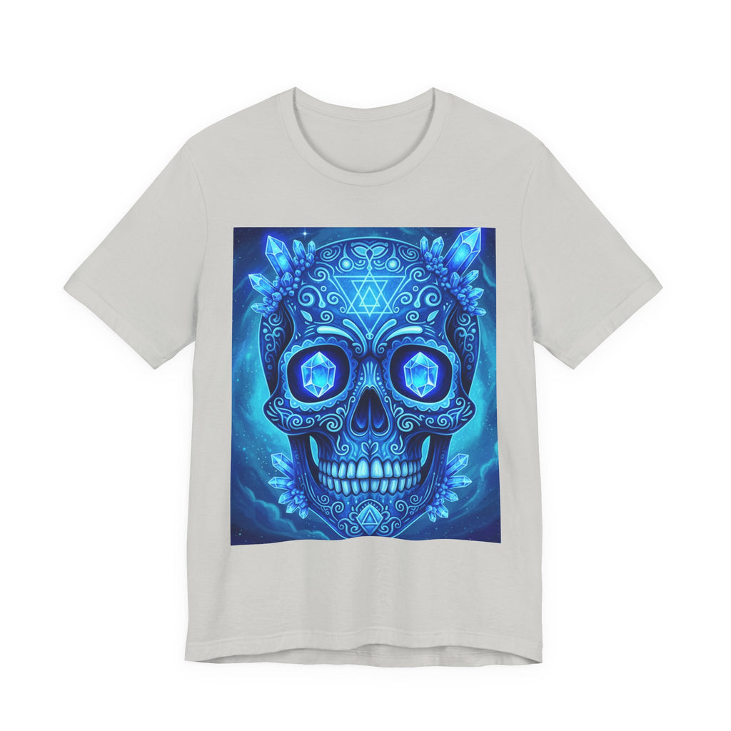 Vibrant Skull Art Tee, Unisex Tee, Graphic T-Shirt, Festival Wear, Halloween Shirt, Bohemian Style