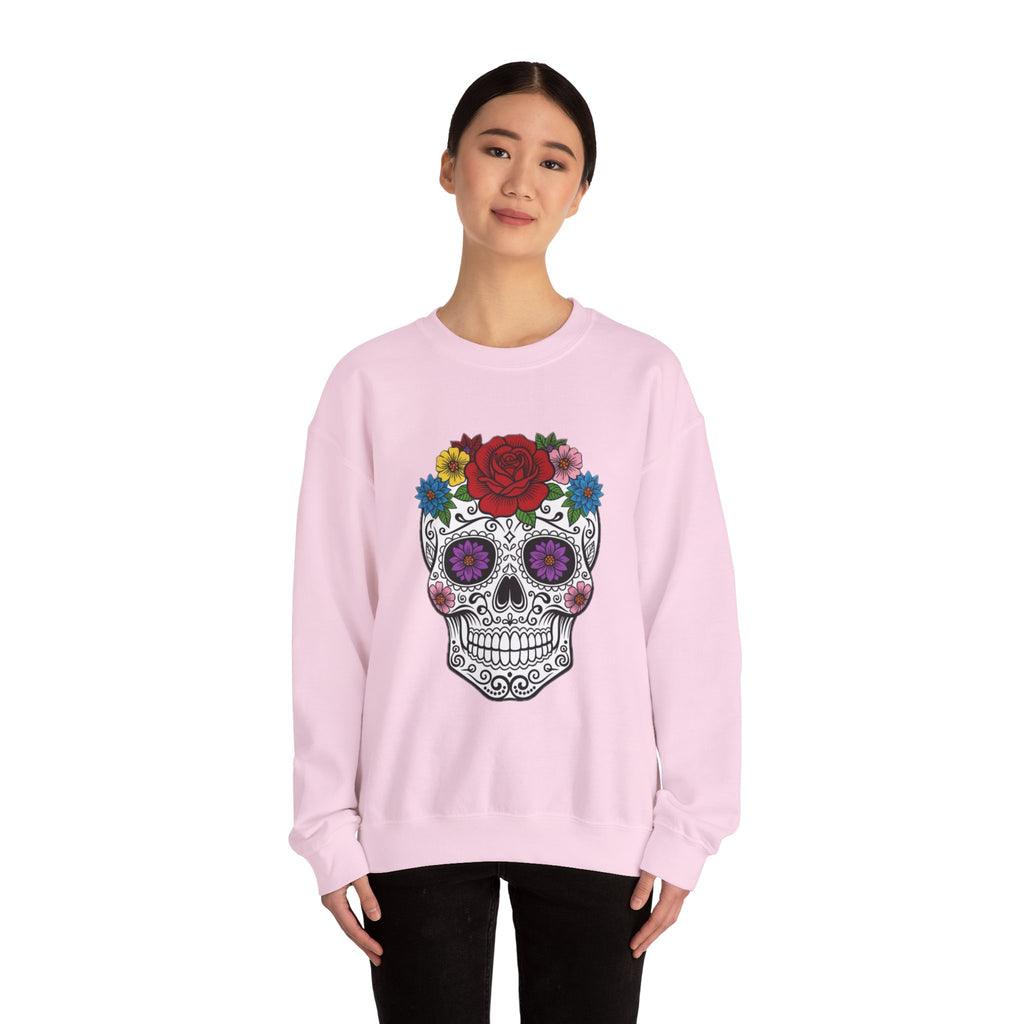 Sugar Skull Floral Sweatshirt - Unisex Crewneck, Boho Style, Day of the Dead Outfit, Gift for Her, Cozy Casual Wear