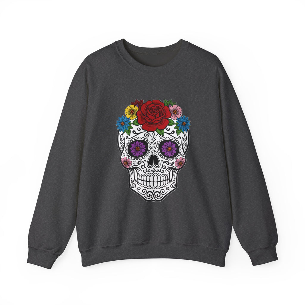 Sugar Skull Floral Sweatshirt - Unisex Crewneck, Boho Style, Day of the Dead Outfit, Gift for Her, Cozy Casual Wear