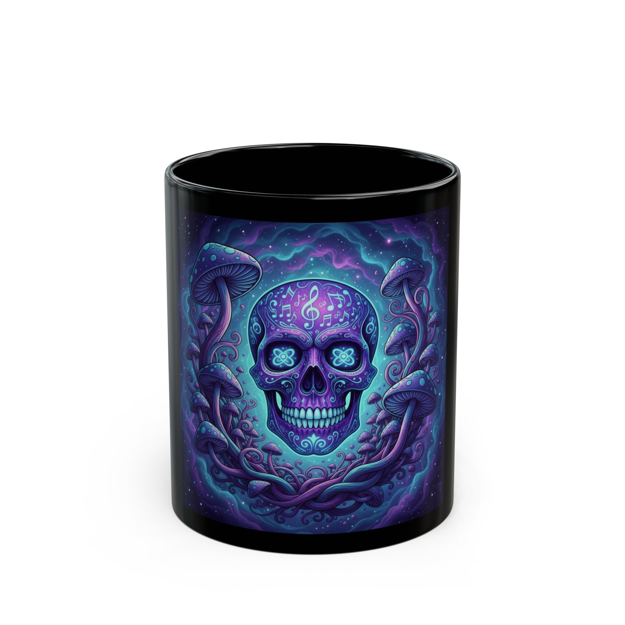 Psychedelic Skull Mug | Graphic Coffee Cup for Music Lovers | Gifts for Halloween, Birthdays, or Just Because | Unique Artwork