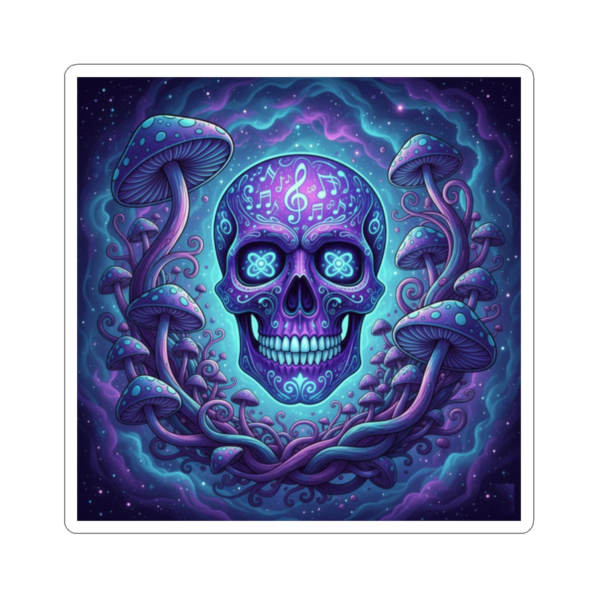 Colorful Skull Kiss-Cut Stickers | Psychedelic Art, Music Theme, Great for Decor, Gifts, and Festivals