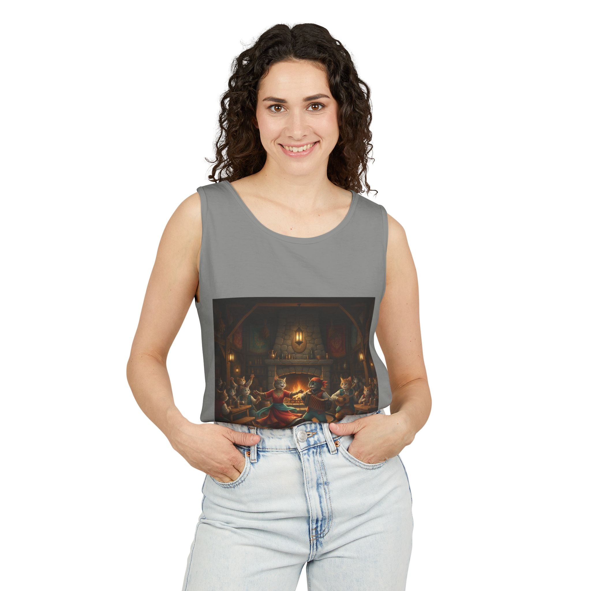 Tank Top with Gypsy Dancing Cats Design