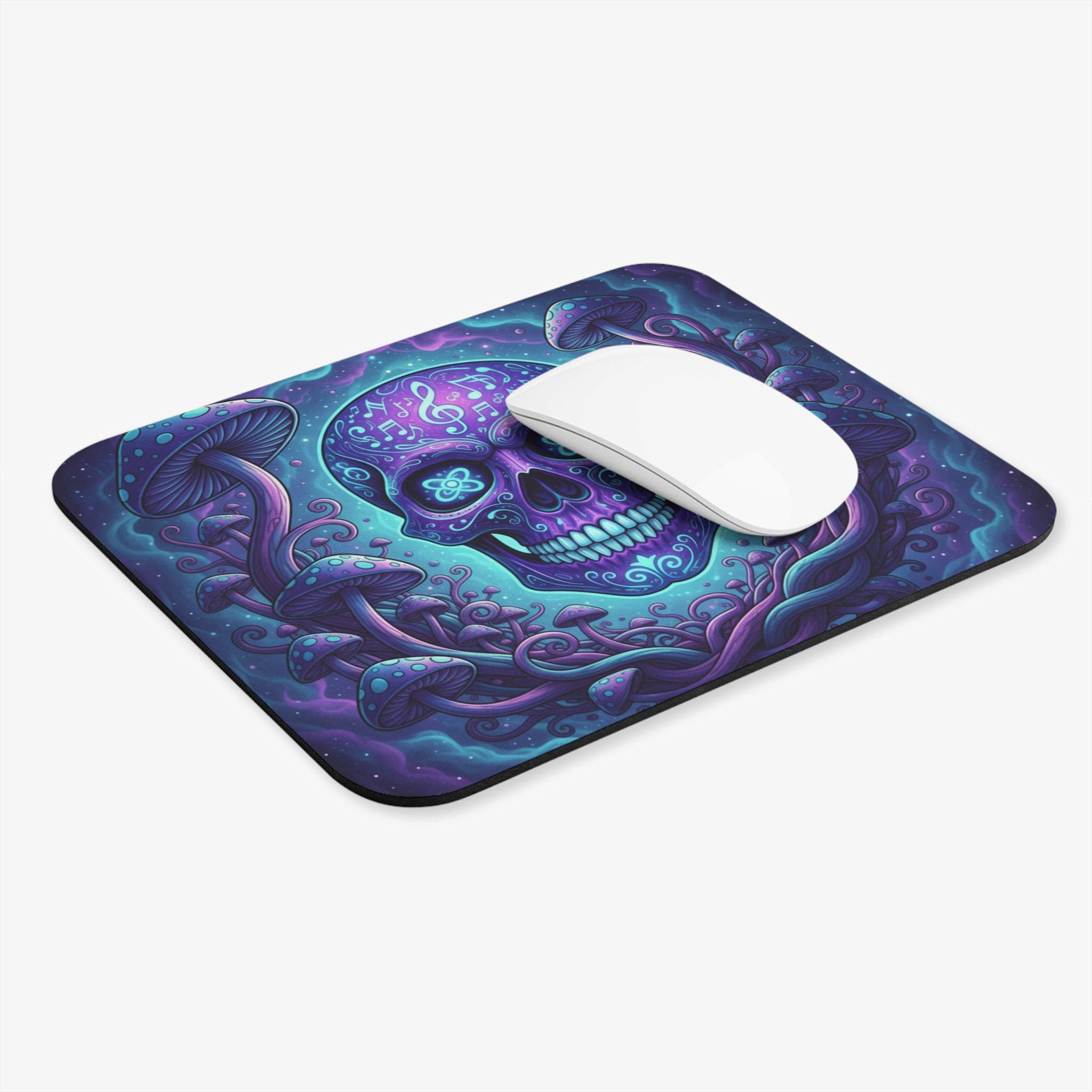 Psychedelic Skull Mouse Pad, Artistic Desk Accessory, Computer Mouse Mat, Gift for Gamers, Unique Office Decor, Music and Nature Theme