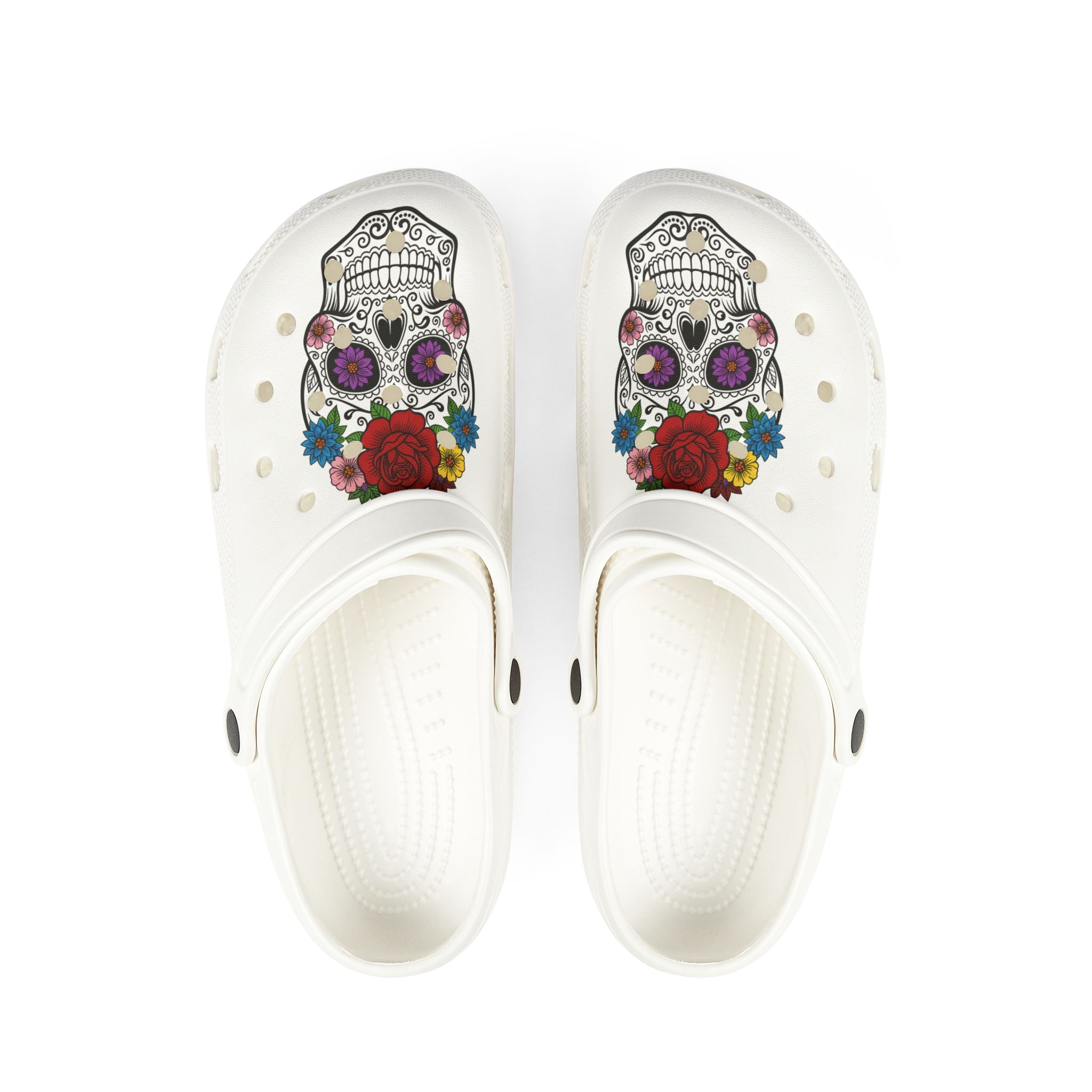 Colorful Skull Printed EVA Foam Clogs | Funky Comfort Footwear, Casual Summer Shoes, Gift for Festivals, Fun Outfits, Lightweight Slip-Ons