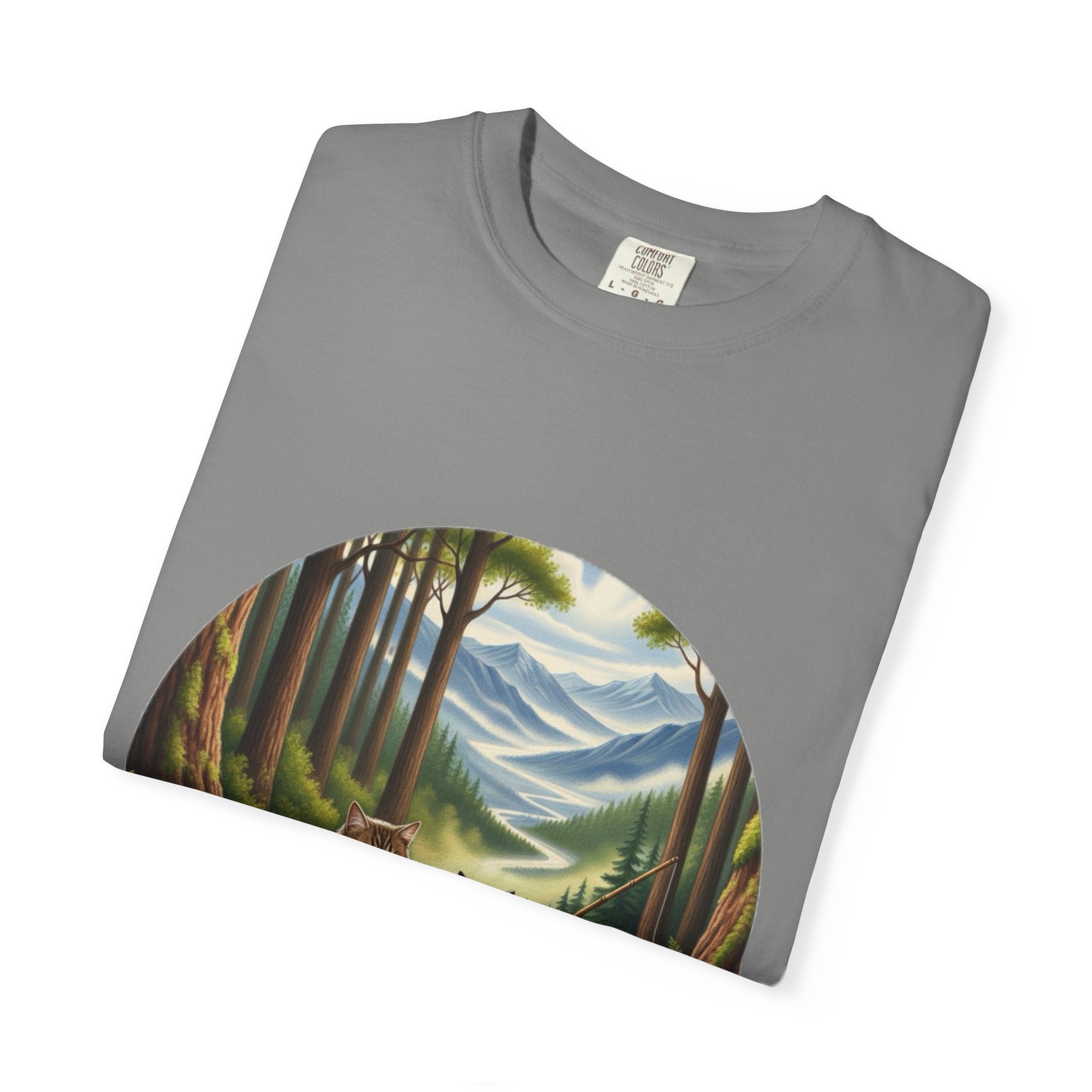 Cat Lover T-Shirt - Two Cats Enjoying Mountain Stream