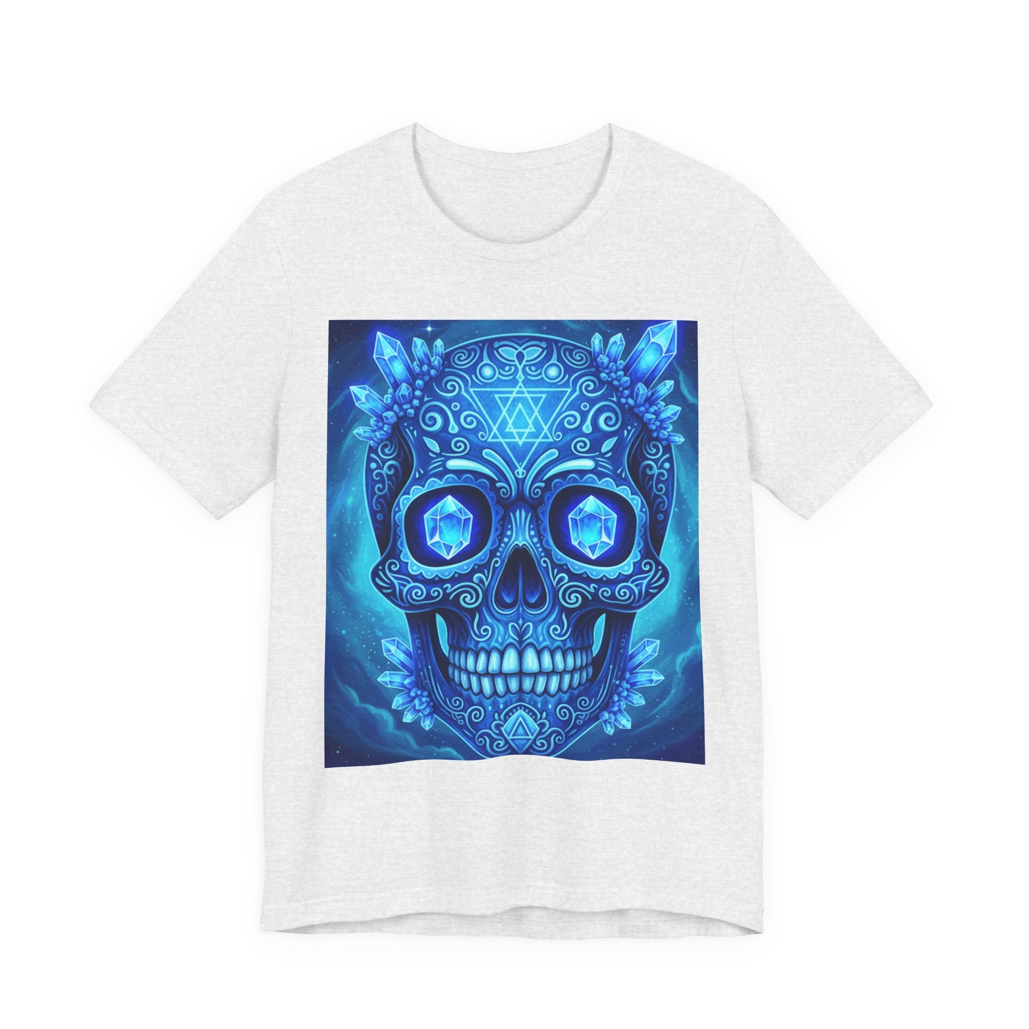 Vibrant Skull Art Tee, Unisex Tee, Graphic T-Shirt, Festival Wear, Halloween Shirt, Bohemian Style