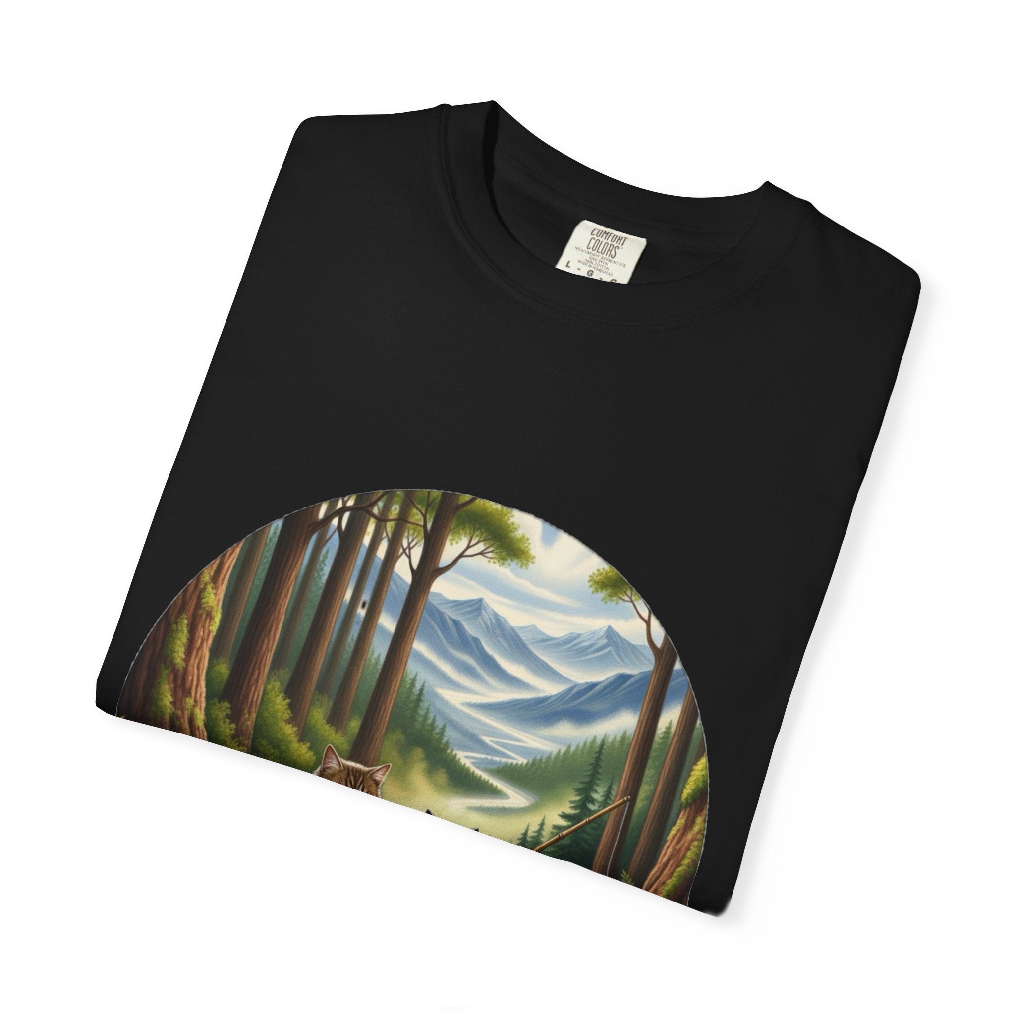 Cat Lover T-Shirt - Two Cats Enjoying Mountain Stream