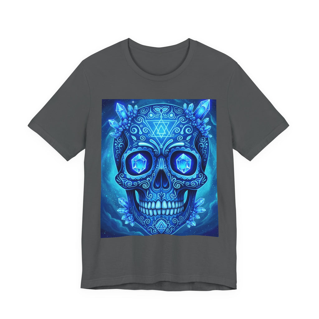 Vibrant Skull Art Tee, Unisex Tee, Graphic T-Shirt, Festival Wear, Halloween Shirt, Bohemian Style