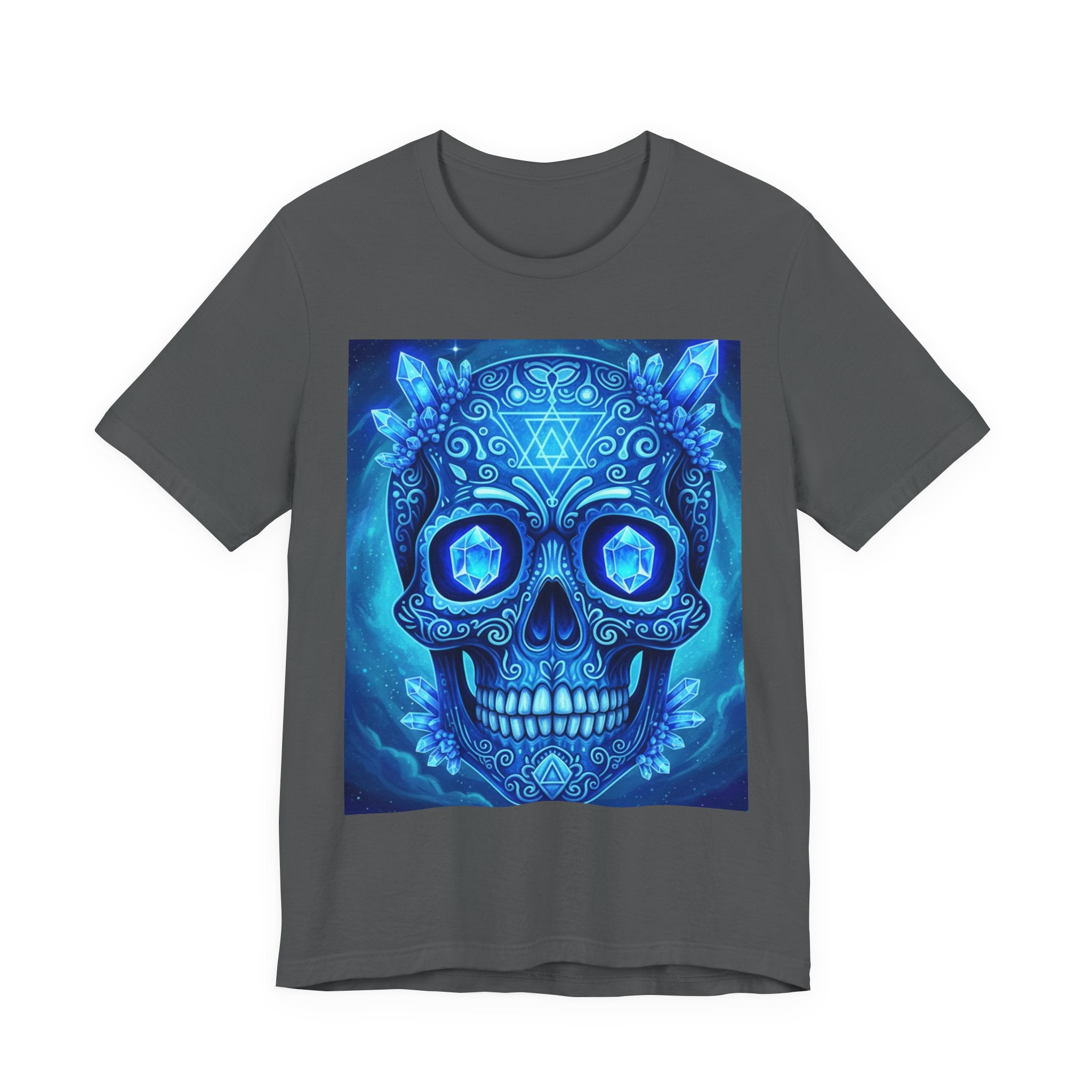 Vibrant Skull Art Tee, Unisex Tee, Graphic T-Shirt, Festival Wear, Halloween Shirt, Bohemian Style