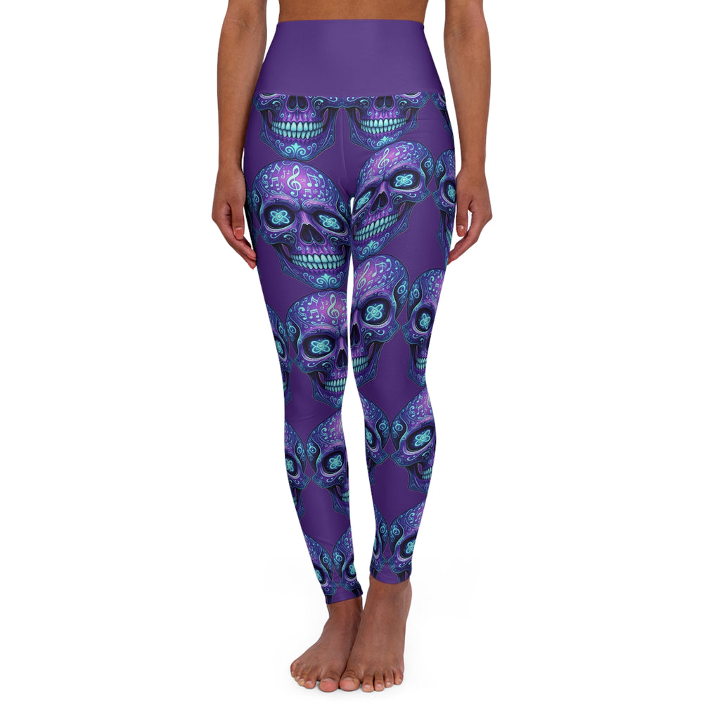 Skull Pattern High Waisted Yoga Leggings, Fitness Apparel, Workout Gear, Activewear, Halloween Outfit, Unique Leggings