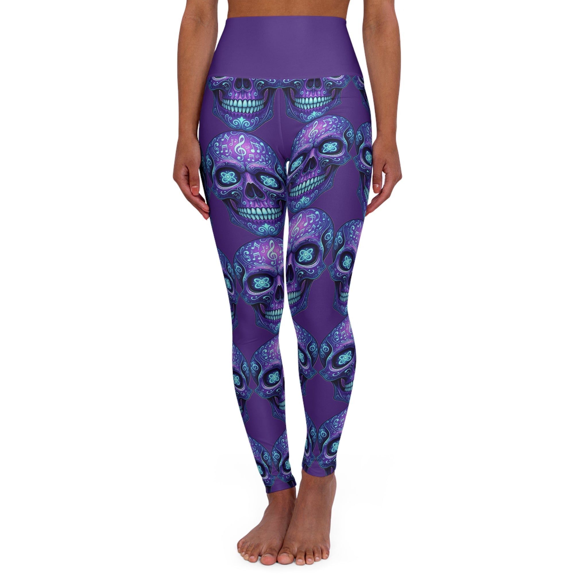 Skull Pattern High Waisted Yoga Leggings, Fitness Apparel, Workout Gear, Activewear, Halloween Outfit, Unique Leggings
