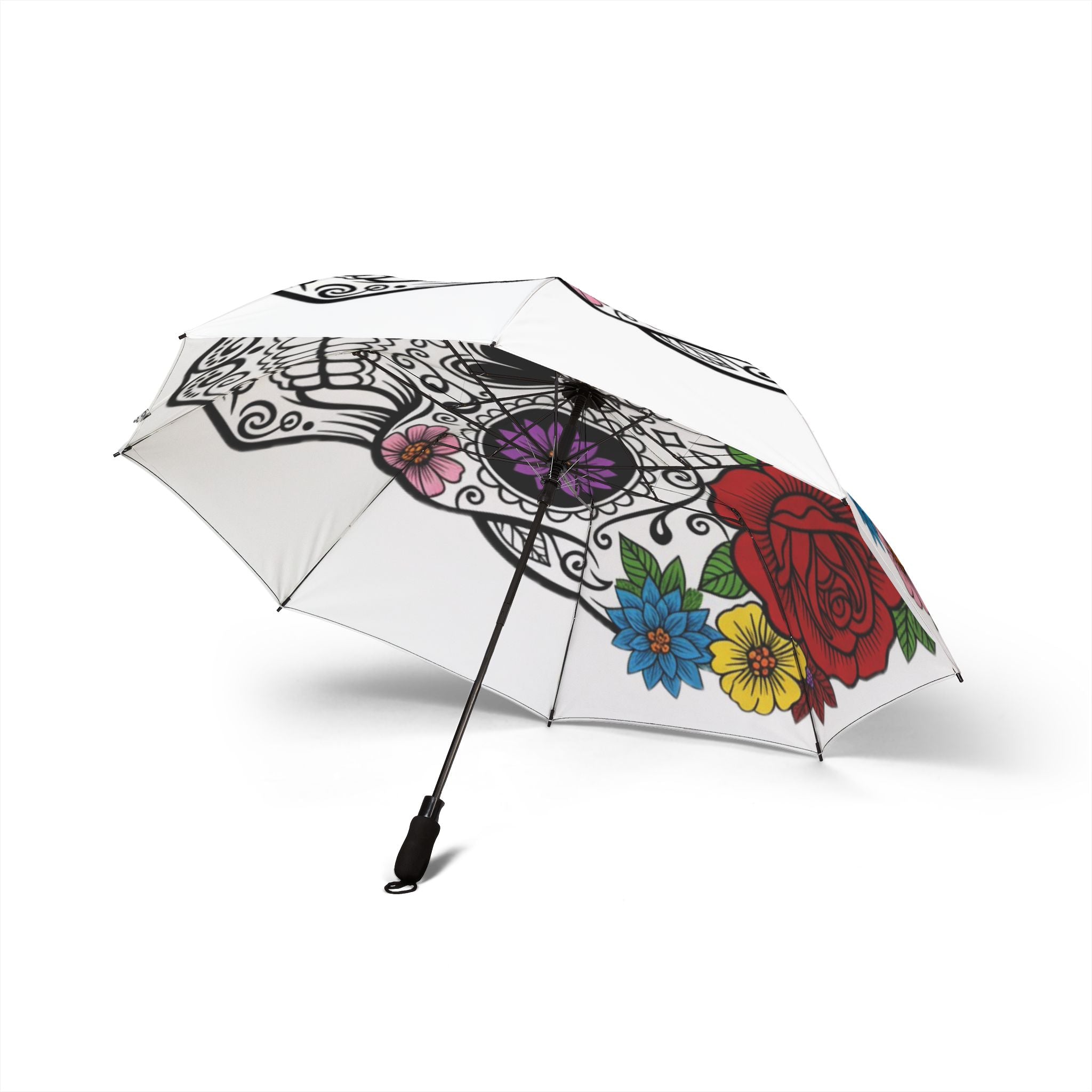 Colorful Skull Floral Umbrella | Day of the Dead Style | Rain Gear | Gift for Her | Chic Accessories | Travel Companion