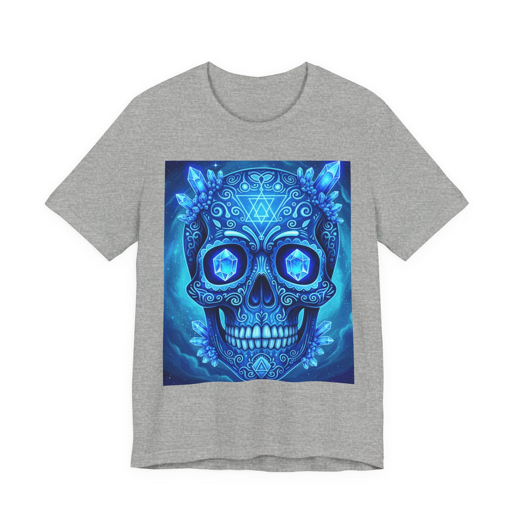 Vibrant Skull Art Tee, Unisex Tee, Graphic T-Shirt, Festival Wear, Halloween Shirt, Bohemian Style