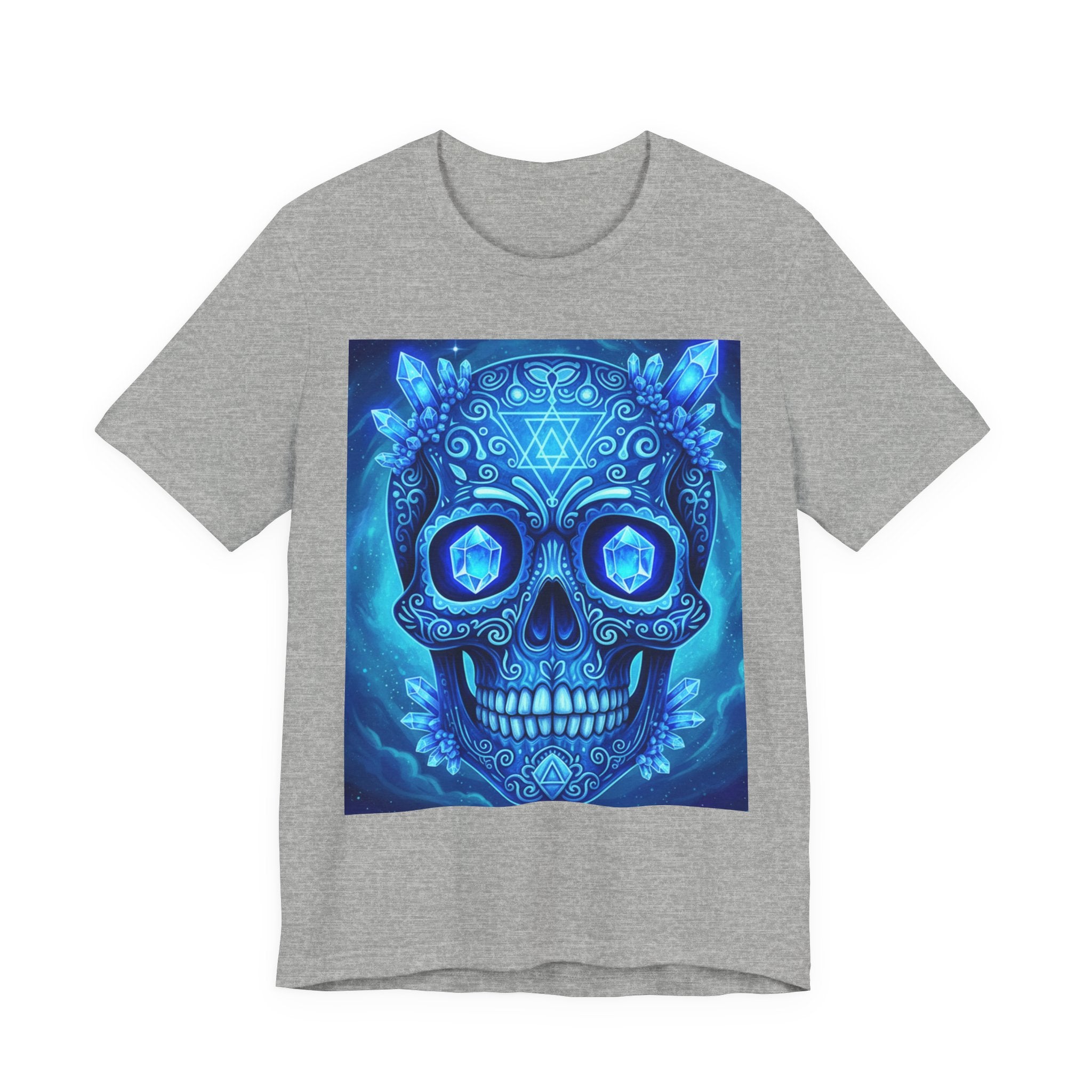 Vibrant Skull Art Tee, Unisex Tee, Graphic T-Shirt, Festival Wear, Halloween Shirt, Bohemian Style