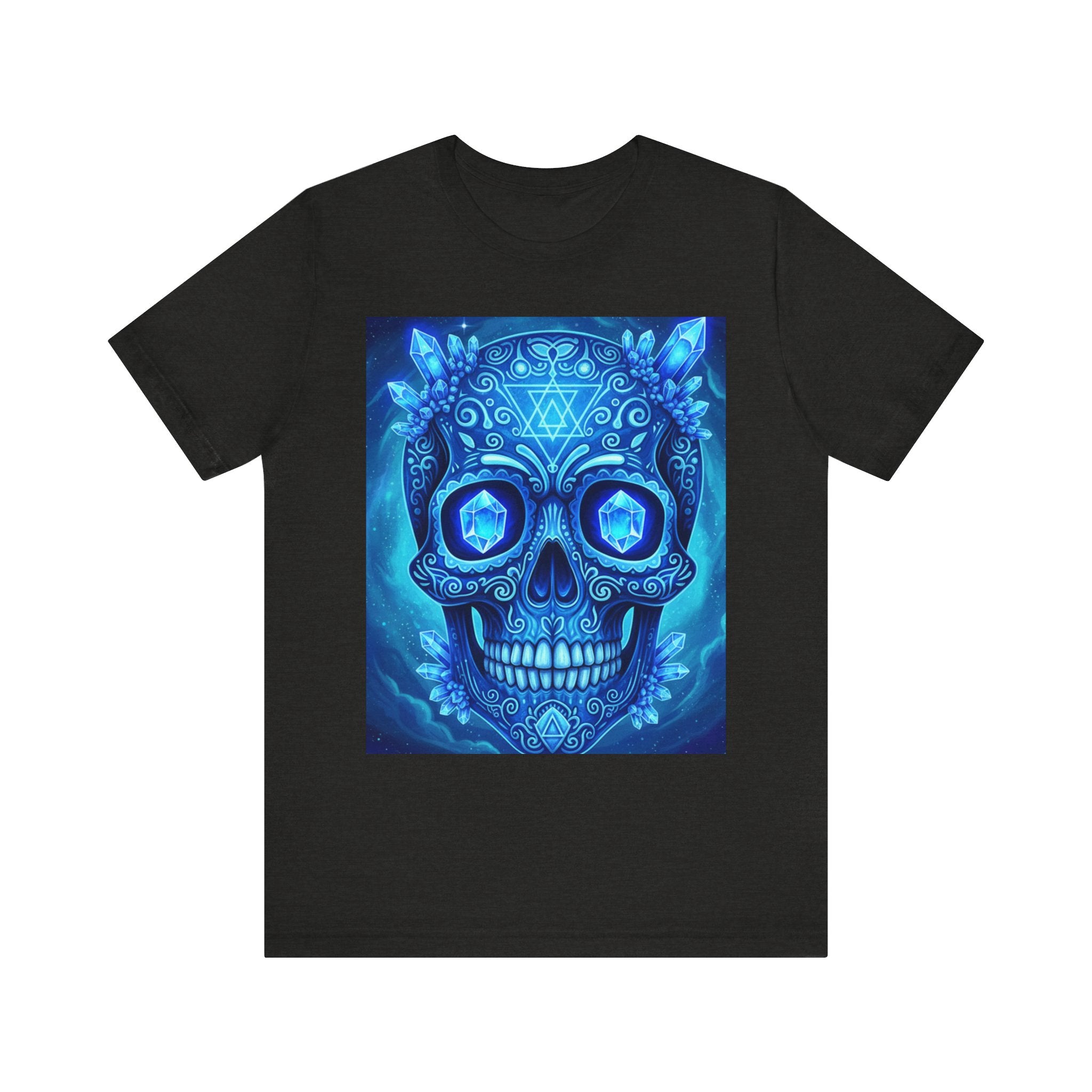 Vibrant Skull Art Tee, Unisex Tee, Graphic T-Shirt, Festival Wear, Halloween Shirt, Bohemian Style
