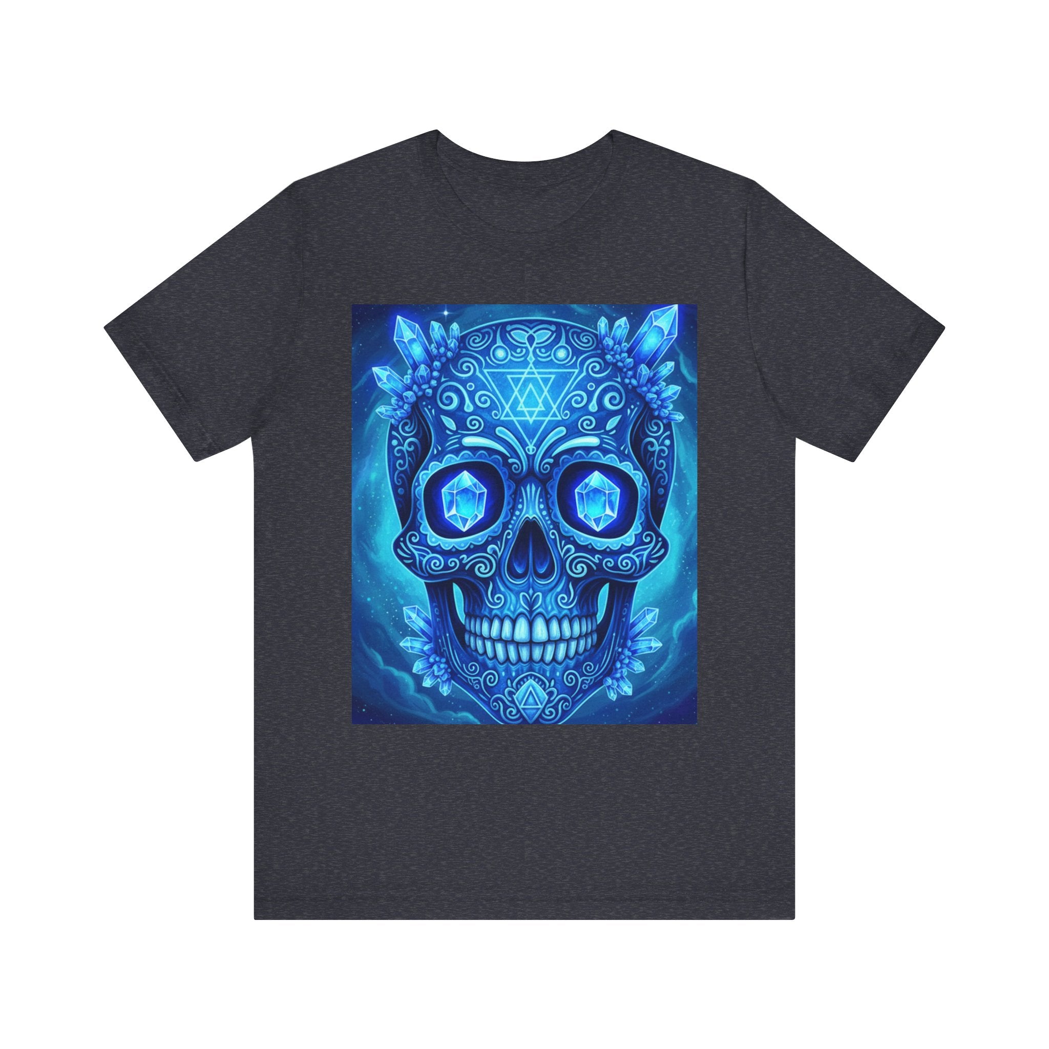 Vibrant Skull Art Tee, Unisex Tee, Graphic T-Shirt, Festival Wear, Halloween Shirt, Bohemian Style