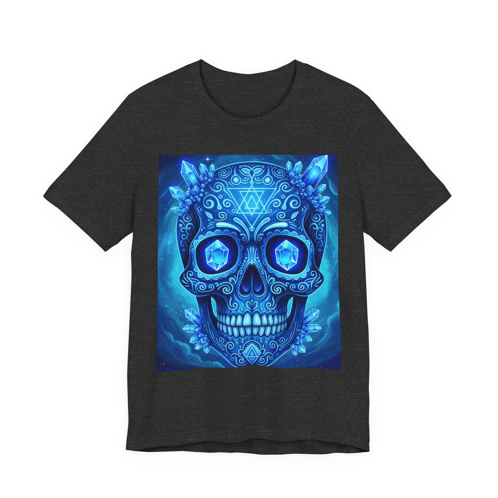 Vibrant Skull Art Tee, Unisex Tee, Graphic T-Shirt, Festival Wear, Halloween Shirt, Bohemian Style
