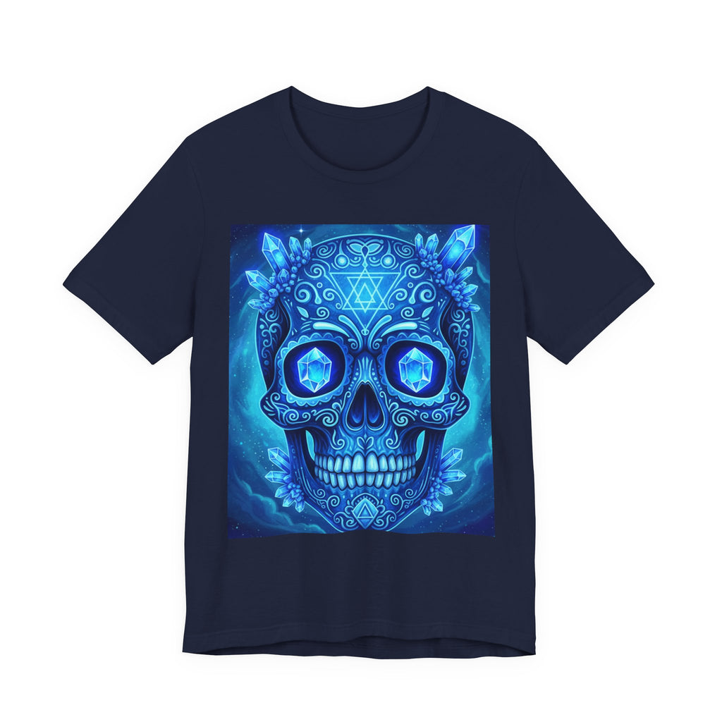 Vibrant Skull Art Tee, Unisex Tee, Graphic T-Shirt, Festival Wear, Halloween Shirt, Bohemian Style