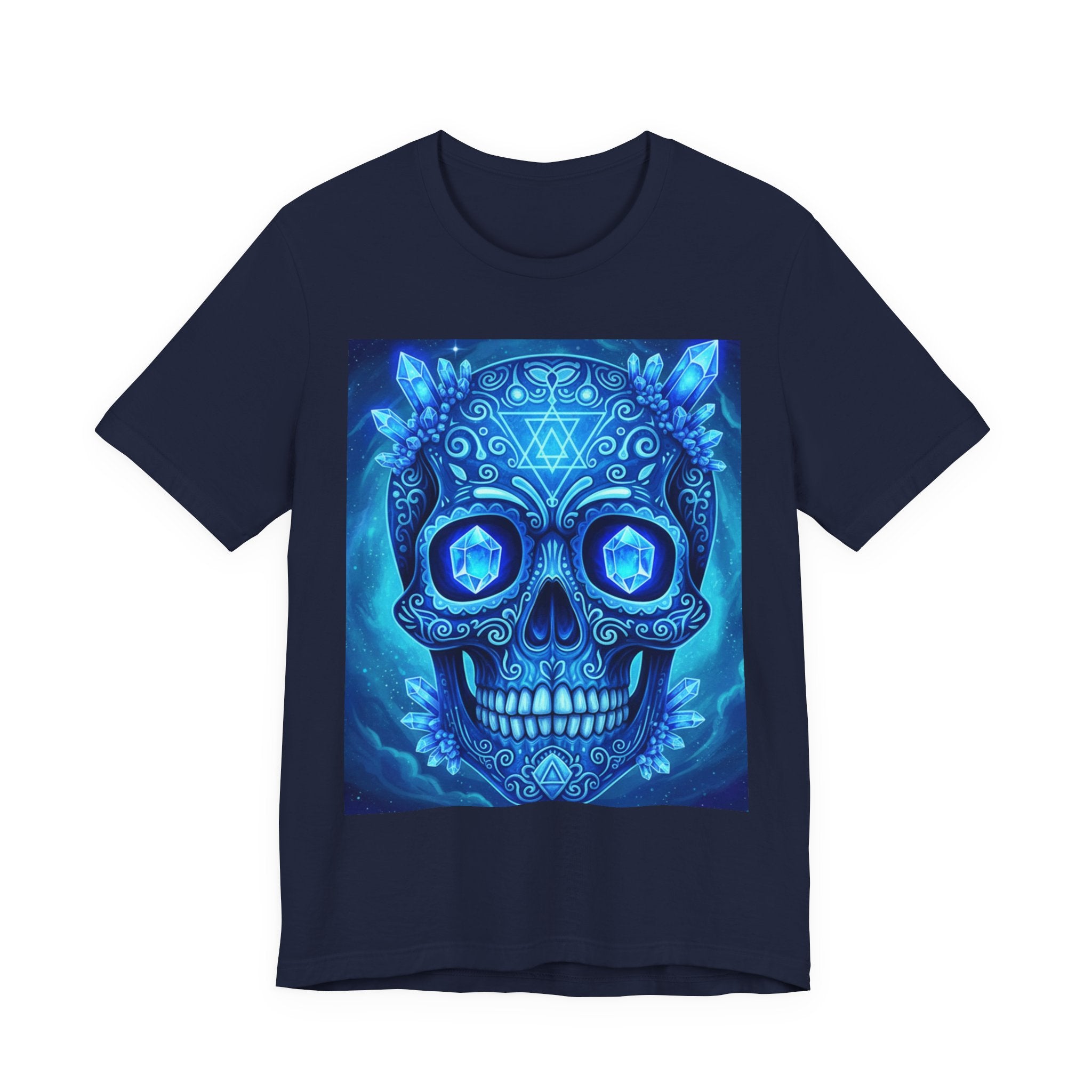 Vibrant Skull Art Tee, Unisex Tee, Graphic T-Shirt, Festival Wear, Halloween Shirt, Bohemian Style