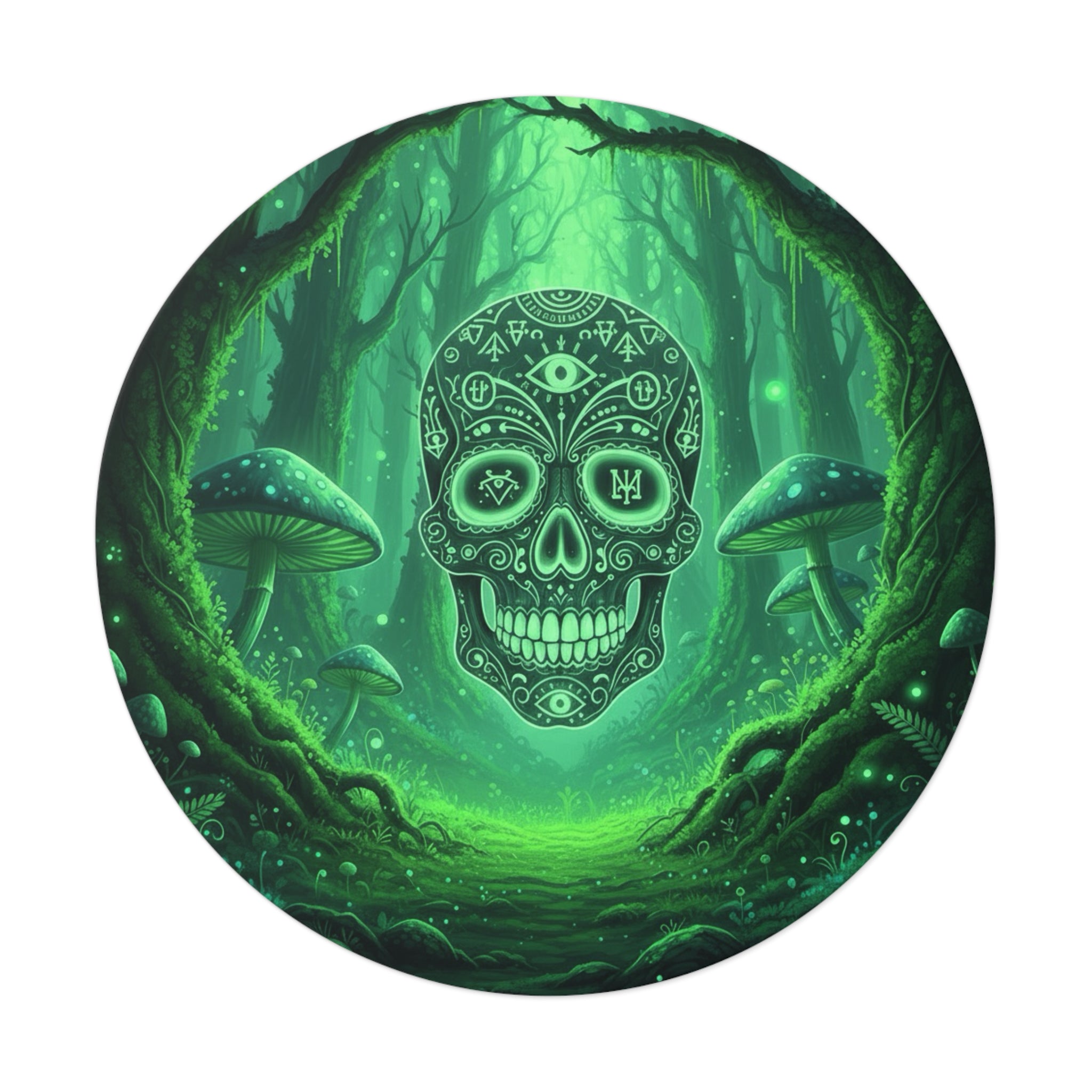 Mystical Skull Vinyl Stickers - Ominous Green Forest Design, Boho Decor, Halloween/Party Supplies, Laptop/Mug/Car Decor