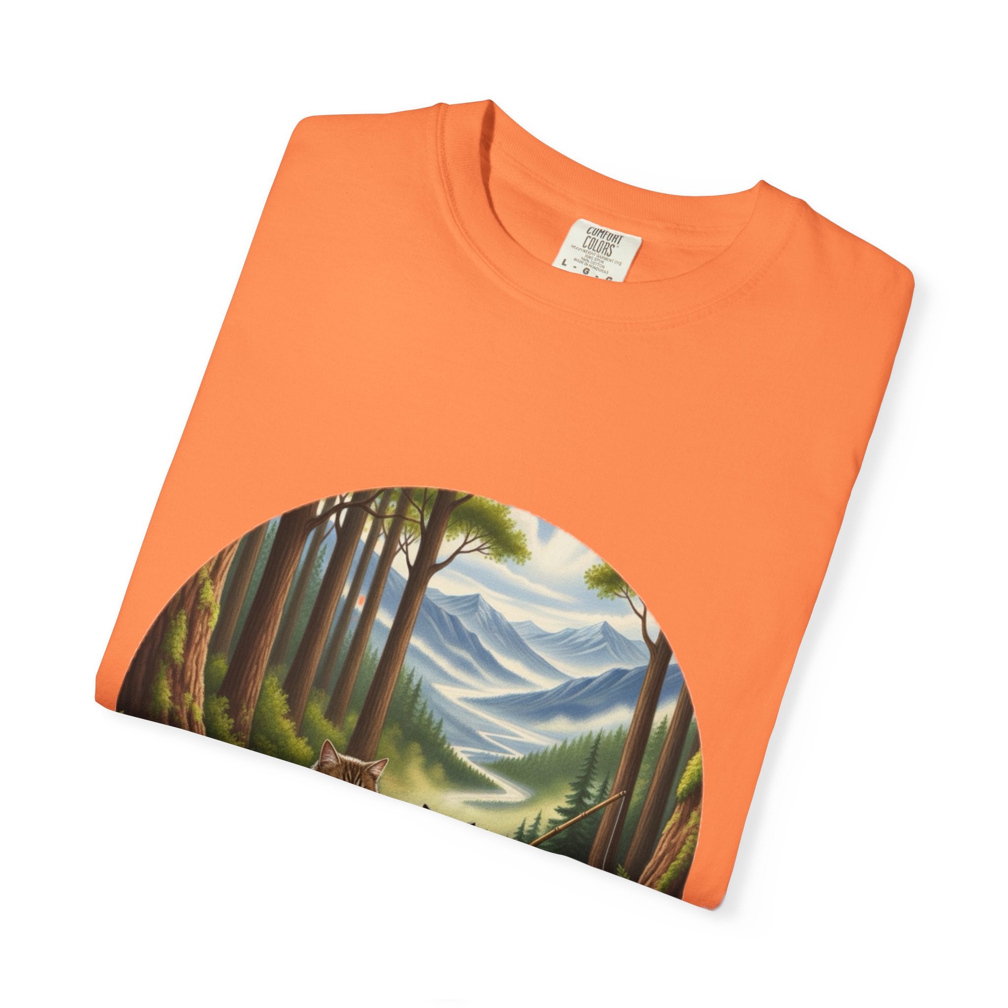 Cat Lover T-Shirt - Two Cats Enjoying Mountain Stream