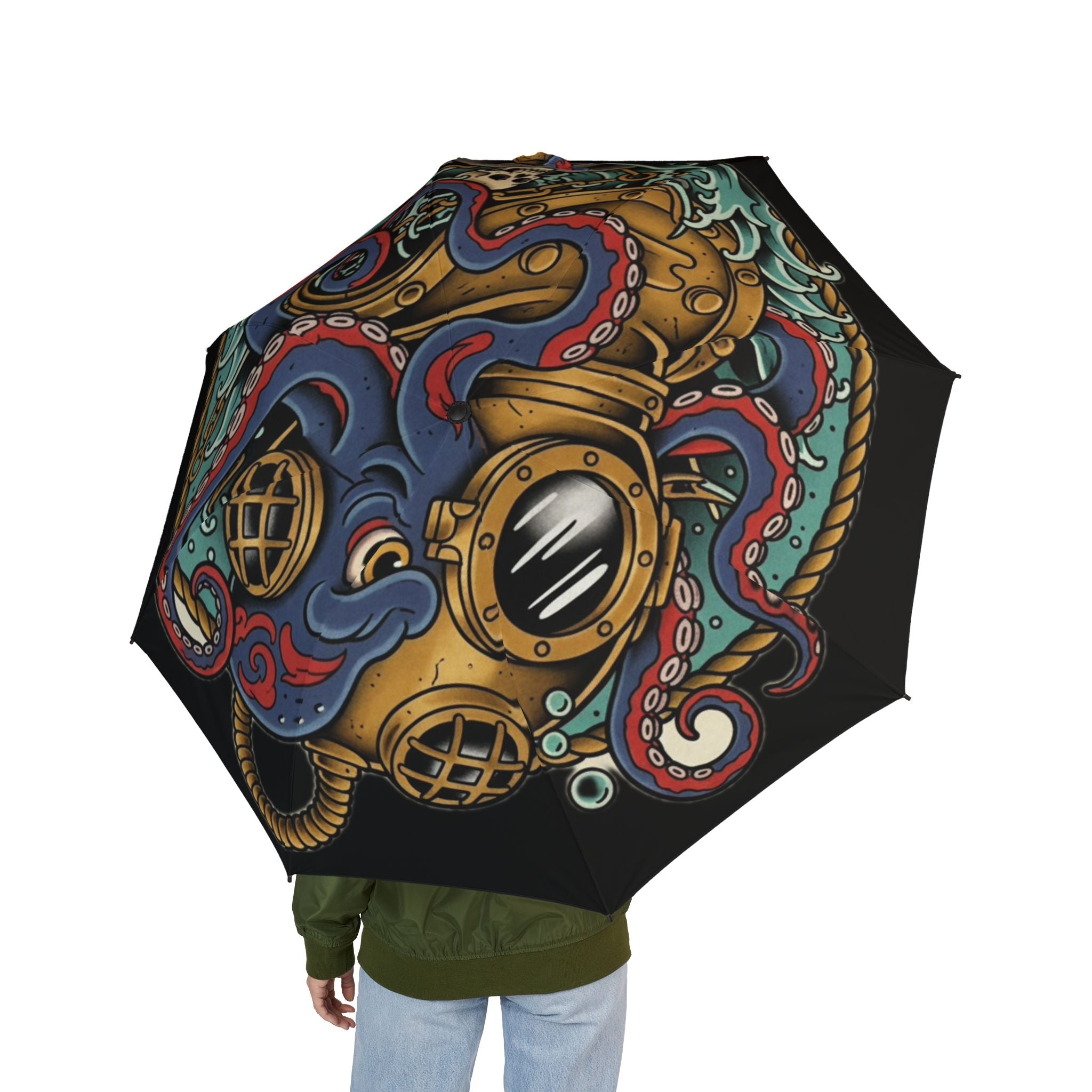 Octopus Design Semi-Automatic Umbrella, Stylish Rain Gear, Unique Gift, Outdoor Accessory, Fun Rainy Day Essential