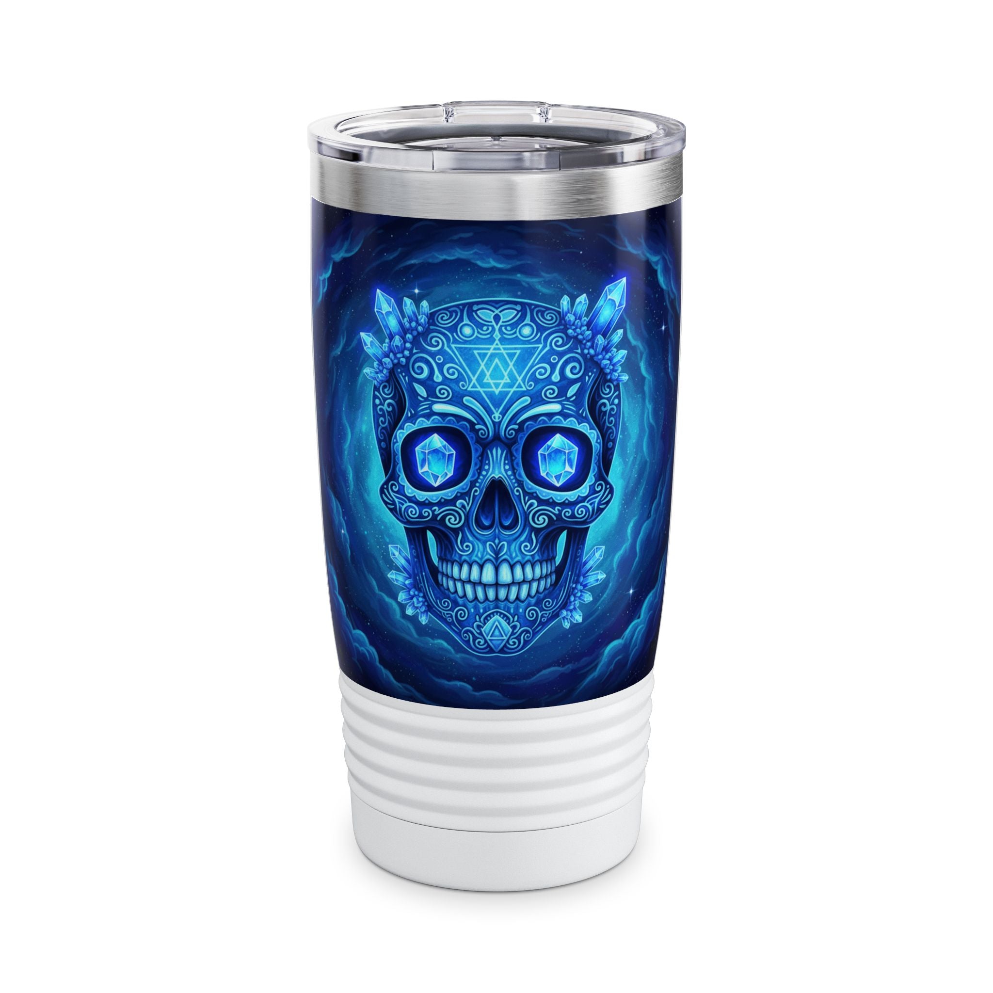 Tumbler, 20oz Blue Crystal Sugar Skull Design