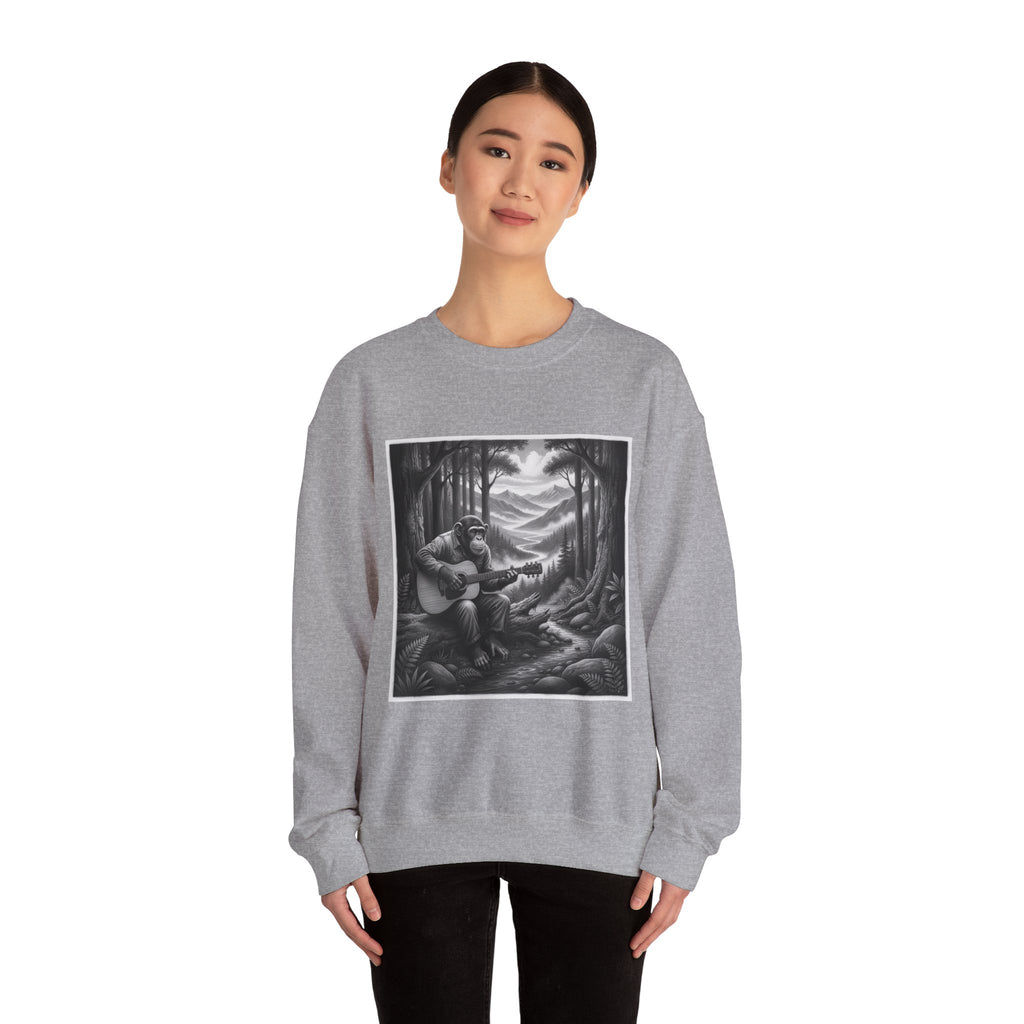 Cozy Wilderness Themed Sweatshirt, Unisex Heavy Blend Crewneck, Music Lover Gift, Nature Inspired Apparel, Perfect for Fall, Hiking, Camping