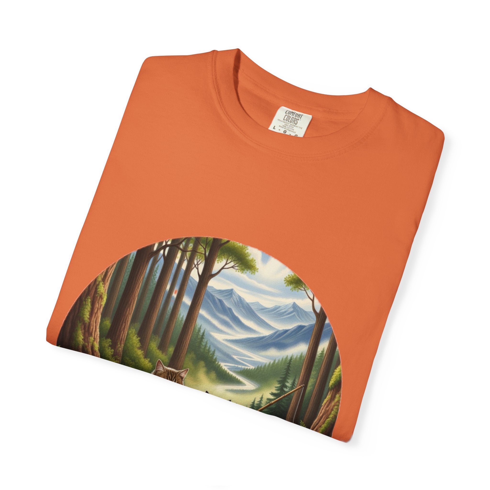 Cat Lover T-Shirt - Two Cats Enjoying Mountain Stream