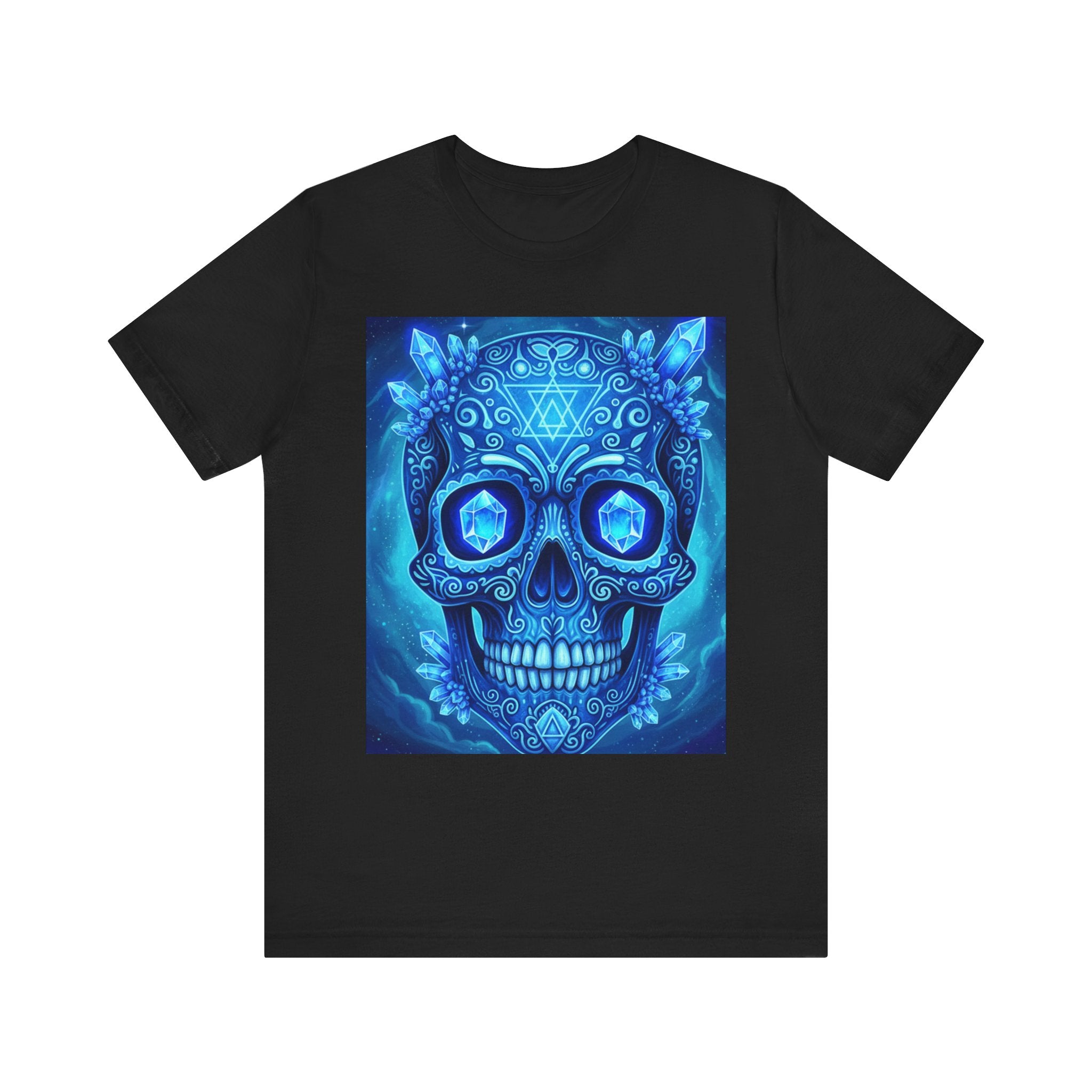Vibrant Skull Art Tee, Unisex Tee, Graphic T-Shirt, Festival Wear, Halloween Shirt, Bohemian Style