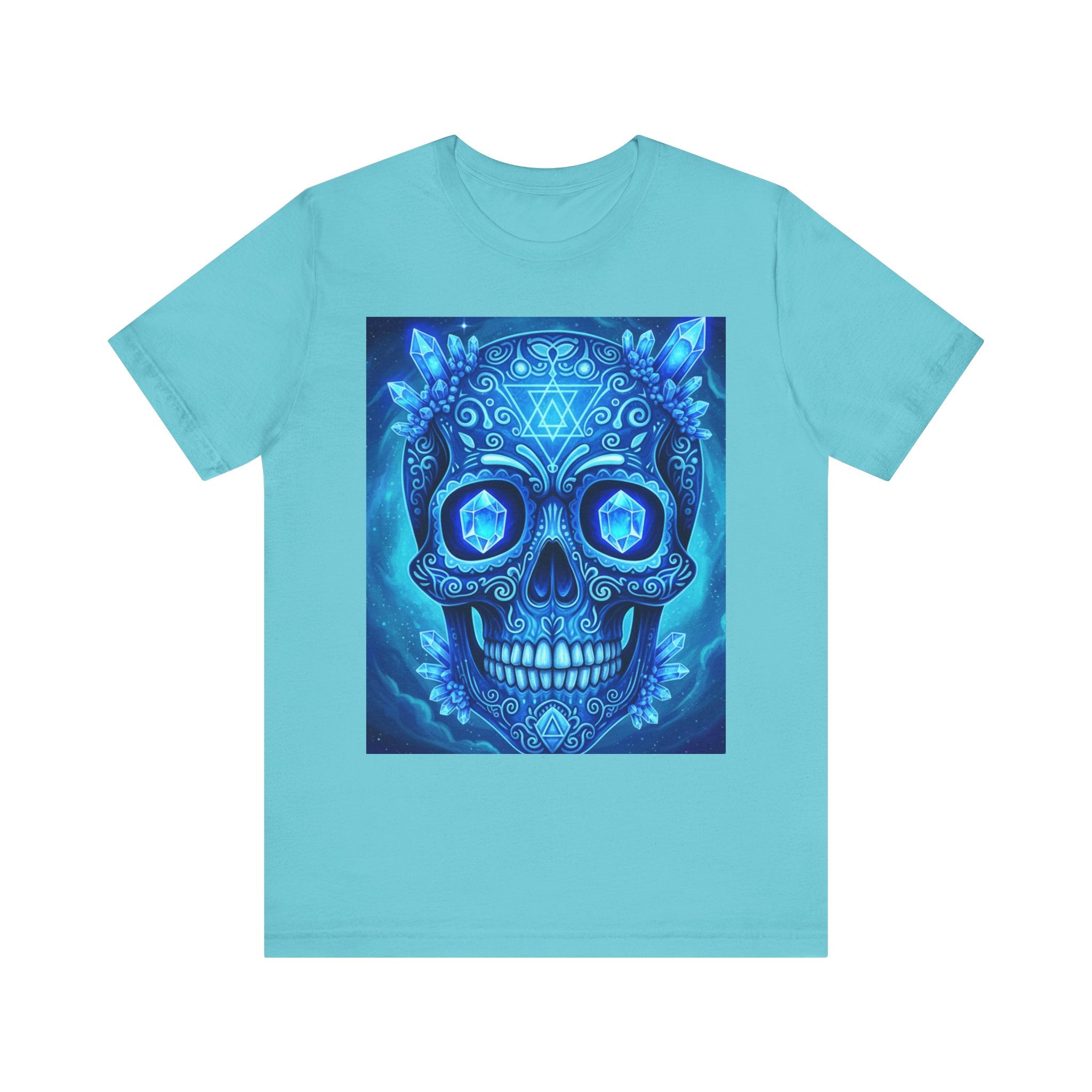 Vibrant Skull Art Tee, Unisex Tee, Graphic T-Shirt, Festival Wear, Halloween Shirt, Bohemian Style