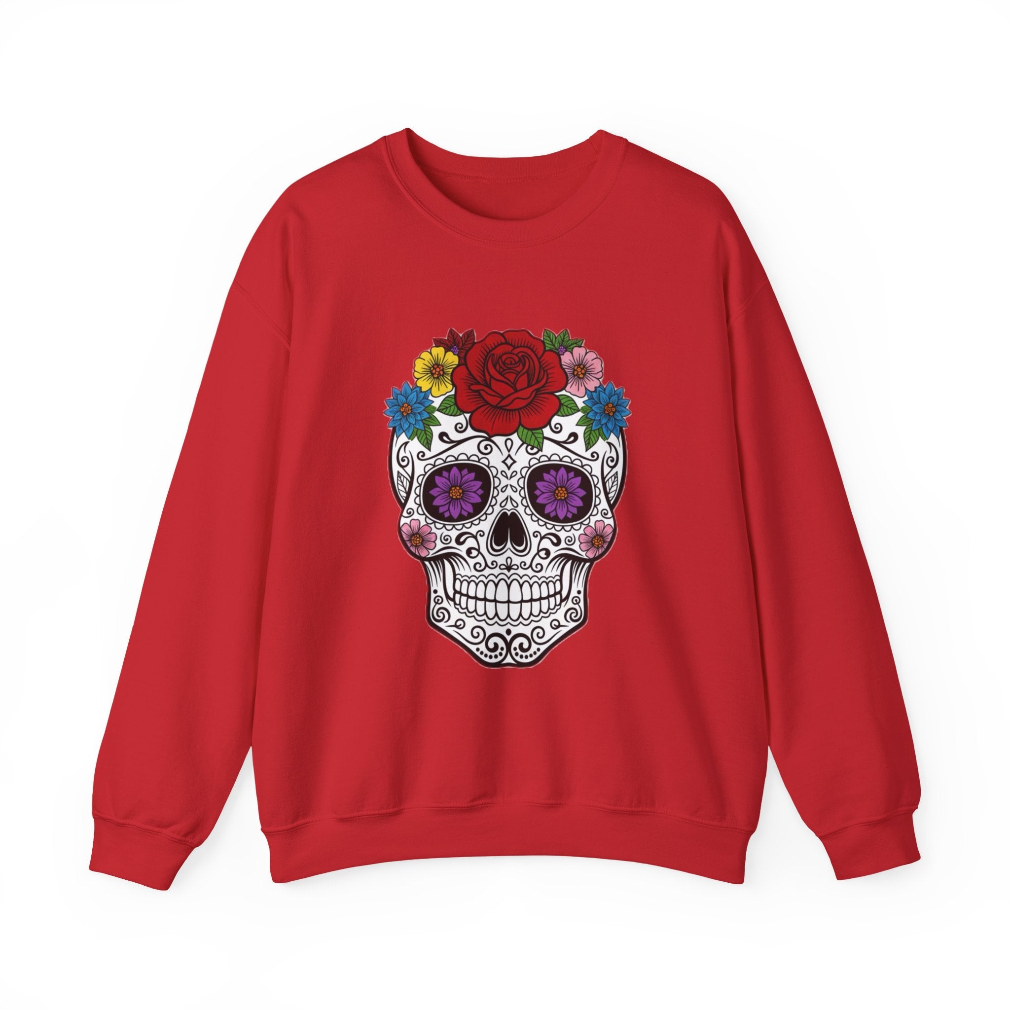 Sugar Skull Floral Sweatshirt - Unisex Crewneck, Boho Style, Day of the Dead Outfit, Gift for Her, Cozy Casual Wear
