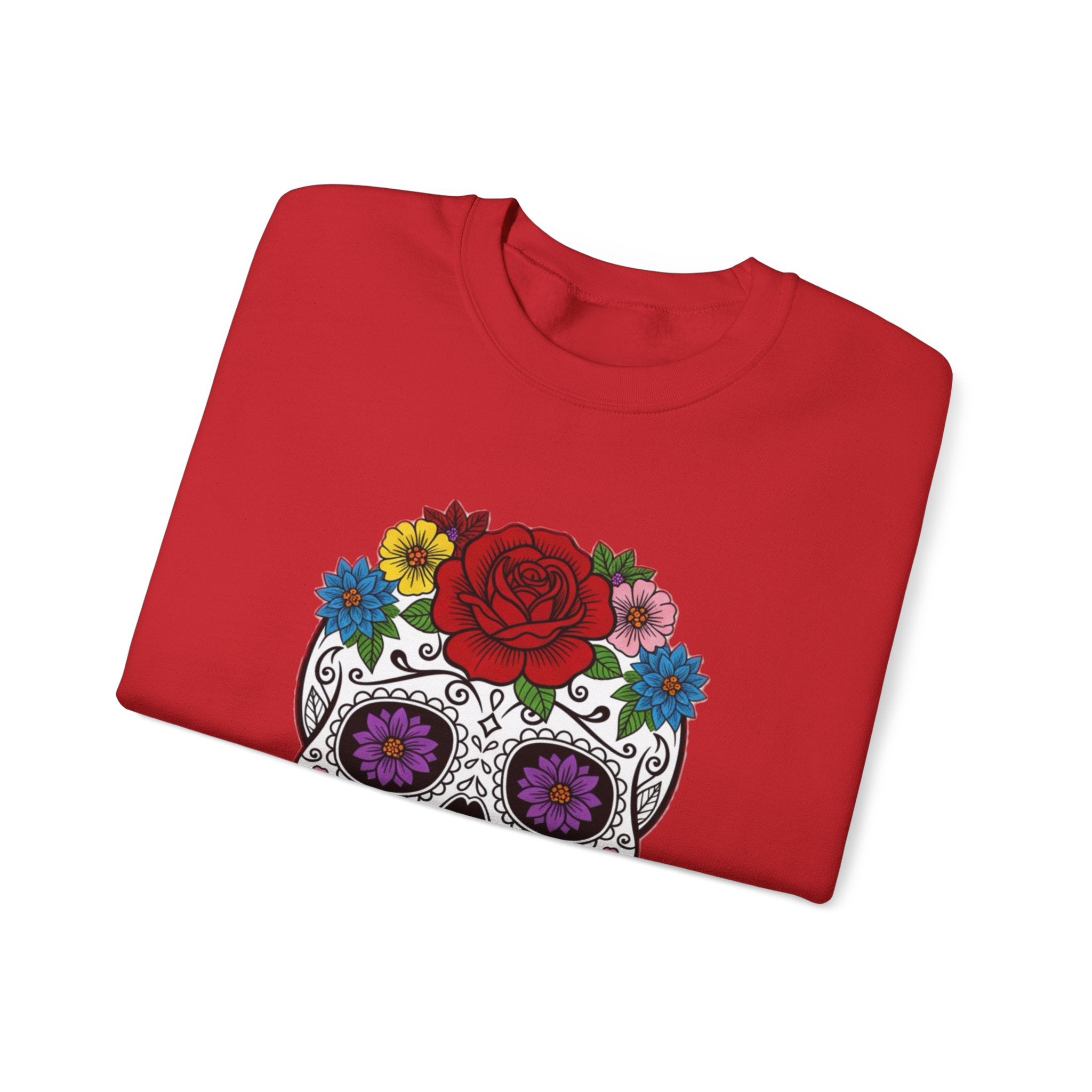 Sugar Skull Floral Sweatshirt - Unisex Crewneck, Boho Style, Day of the Dead Outfit, Gift for Her, Cozy Casual Wear