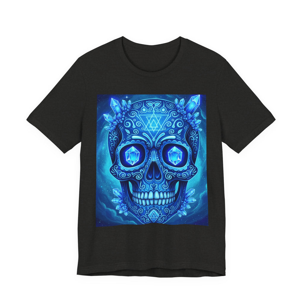 Vibrant Skull Art Tee, Unisex Tee, Graphic T-Shirt, Festival Wear, Halloween Shirt, Bohemian Style