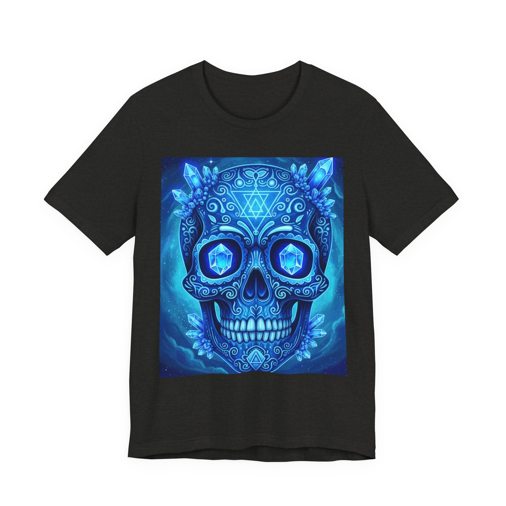 Vibrant Skull Art Tee, Unisex Tee, Graphic T-Shirt, Festival Wear, Halloween Shirt, Bohemian Style
