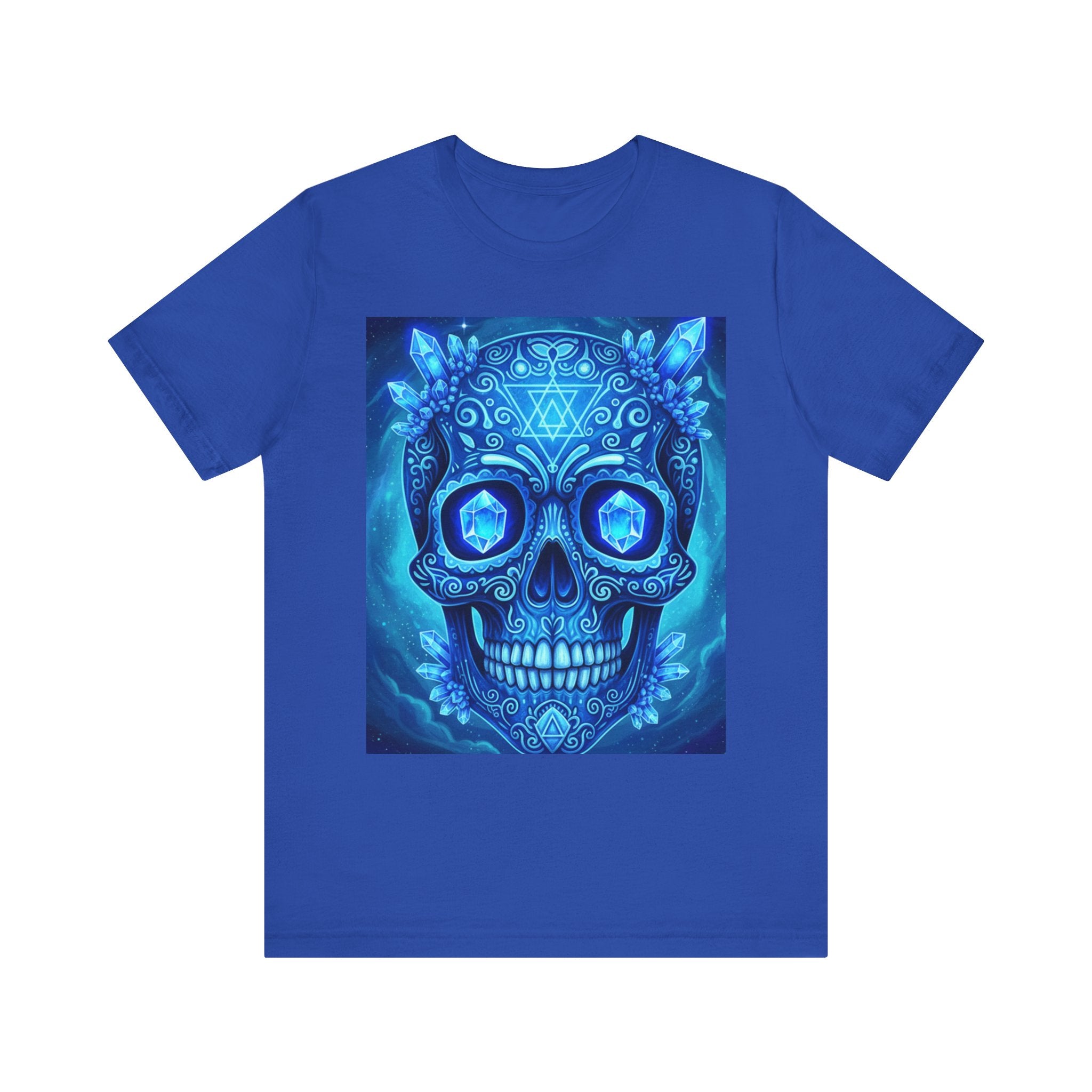 Vibrant Skull Art Tee, Unisex Tee, Graphic T-Shirt, Festival Wear, Halloween Shirt, Bohemian Style