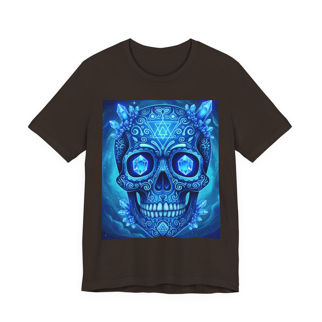 Vibrant Skull Art Tee, Unisex Tee, Graphic T-Shirt, Festival Wear, Halloween Shirt, Bohemian Style