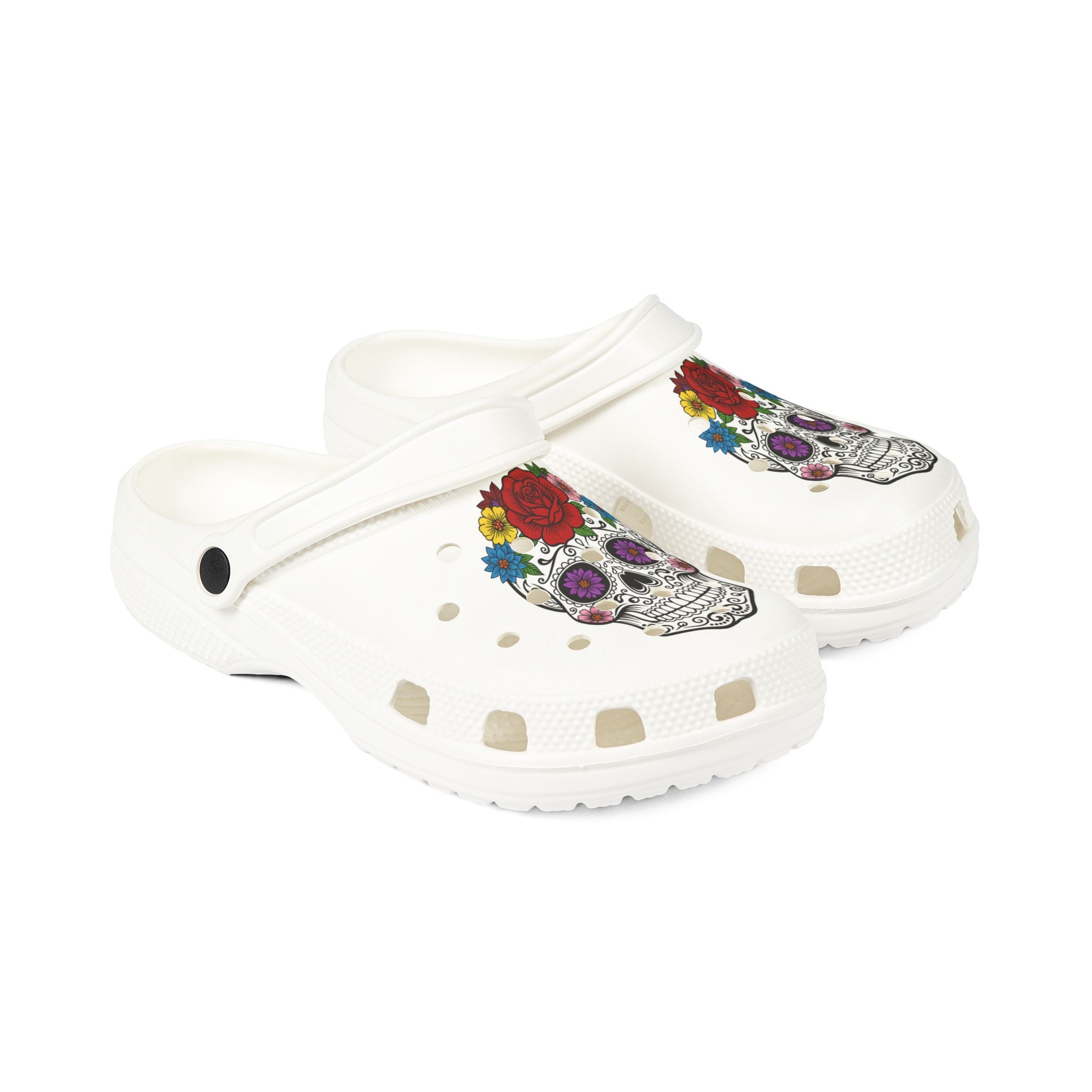 Colorful Skull Printed EVA Foam Clogs | Funky Comfort Footwear, Casual Summer Shoes, Gift for Festivals, Fun Outfits, Lightweight Slip-Ons