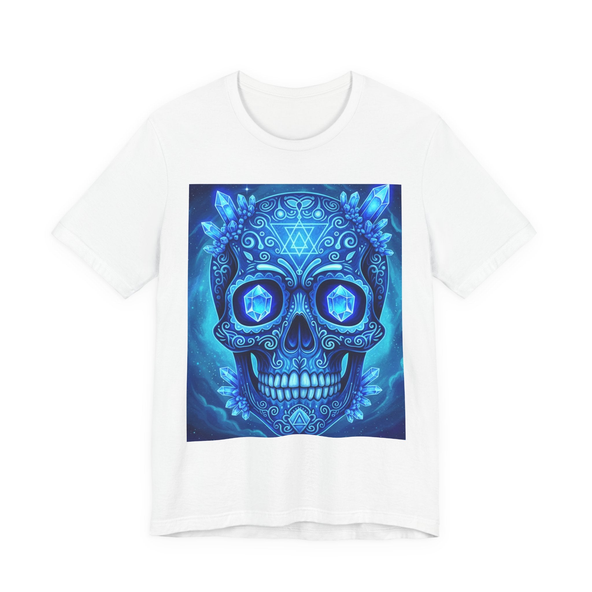 Vibrant Skull Art Tee, Unisex Tee, Graphic T-Shirt, Festival Wear, Halloween Shirt, Bohemian Style