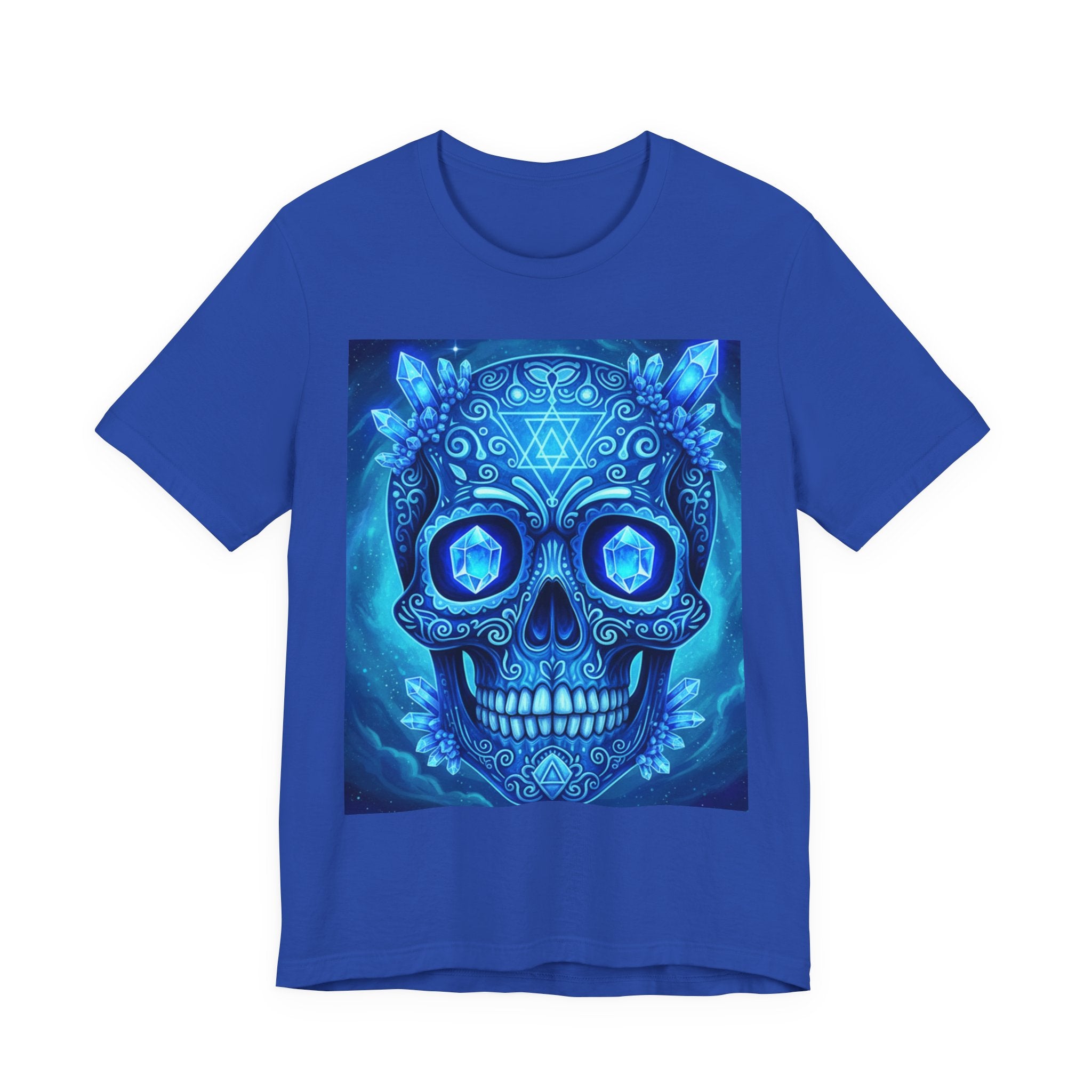 Vibrant Skull Art Tee, Unisex Tee, Graphic T-Shirt, Festival Wear, Halloween Shirt, Bohemian Style